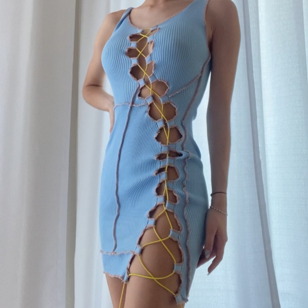 Baby blue tie dress